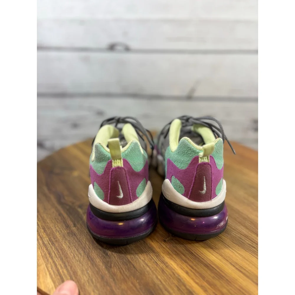 Girls Nike Air Max 270 React Sneakers 3.5Y Grey Mint Green Purple